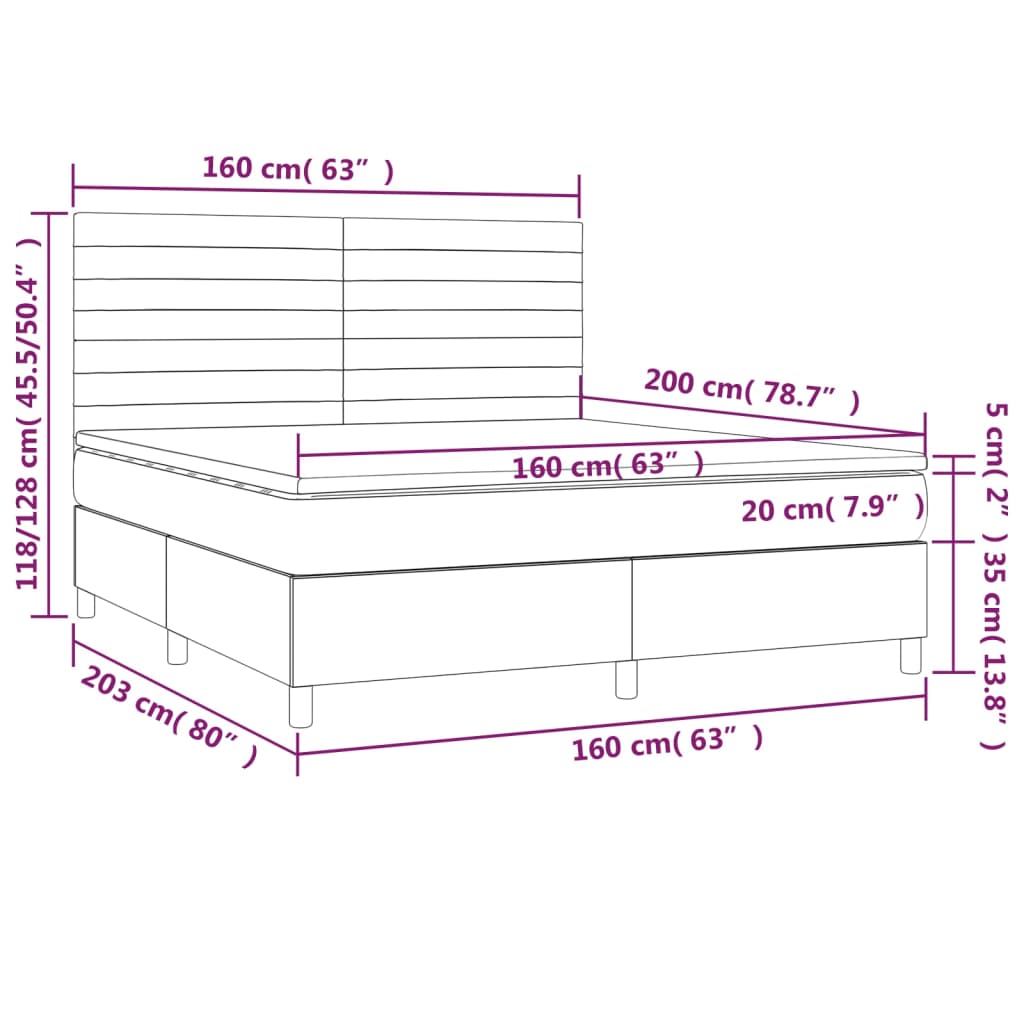 Sommier à lattes de lit avec matelas Gris foncé 160x200cm Tissu - XIOS