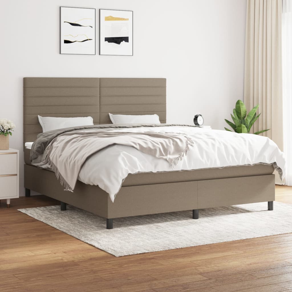 Sommier à lattes de lit avec matelas Taupe 160x200 cm Tissu - XIOS