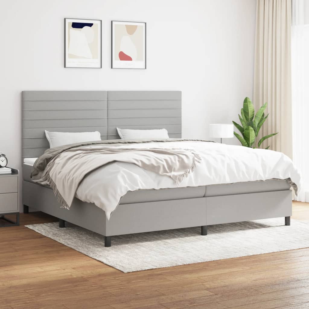 Sommier à lattes de lit avec matelas Gris clair 200x200cm Tissu - XIOS