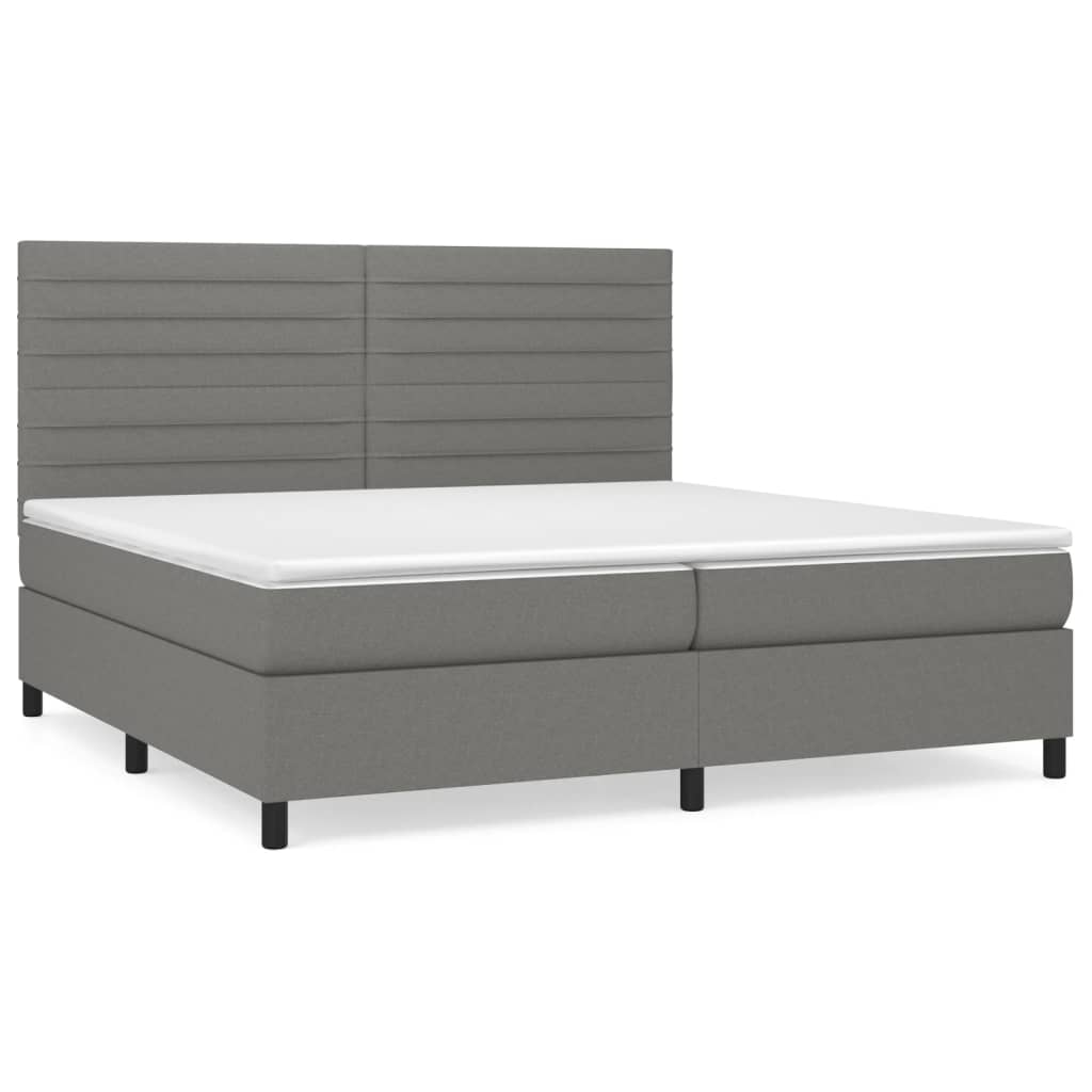 Sommier à lattes de lit avec matelas Gris foncé 200x200cm Tissu - XIOS