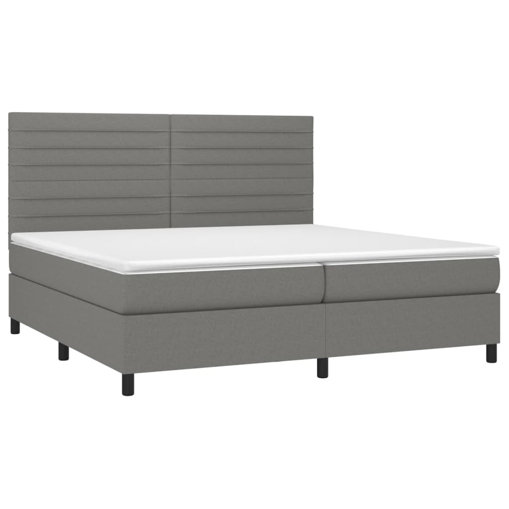 Sommier à lattes de lit avec matelas Gris foncé 200x200cm Tissu - XIOS