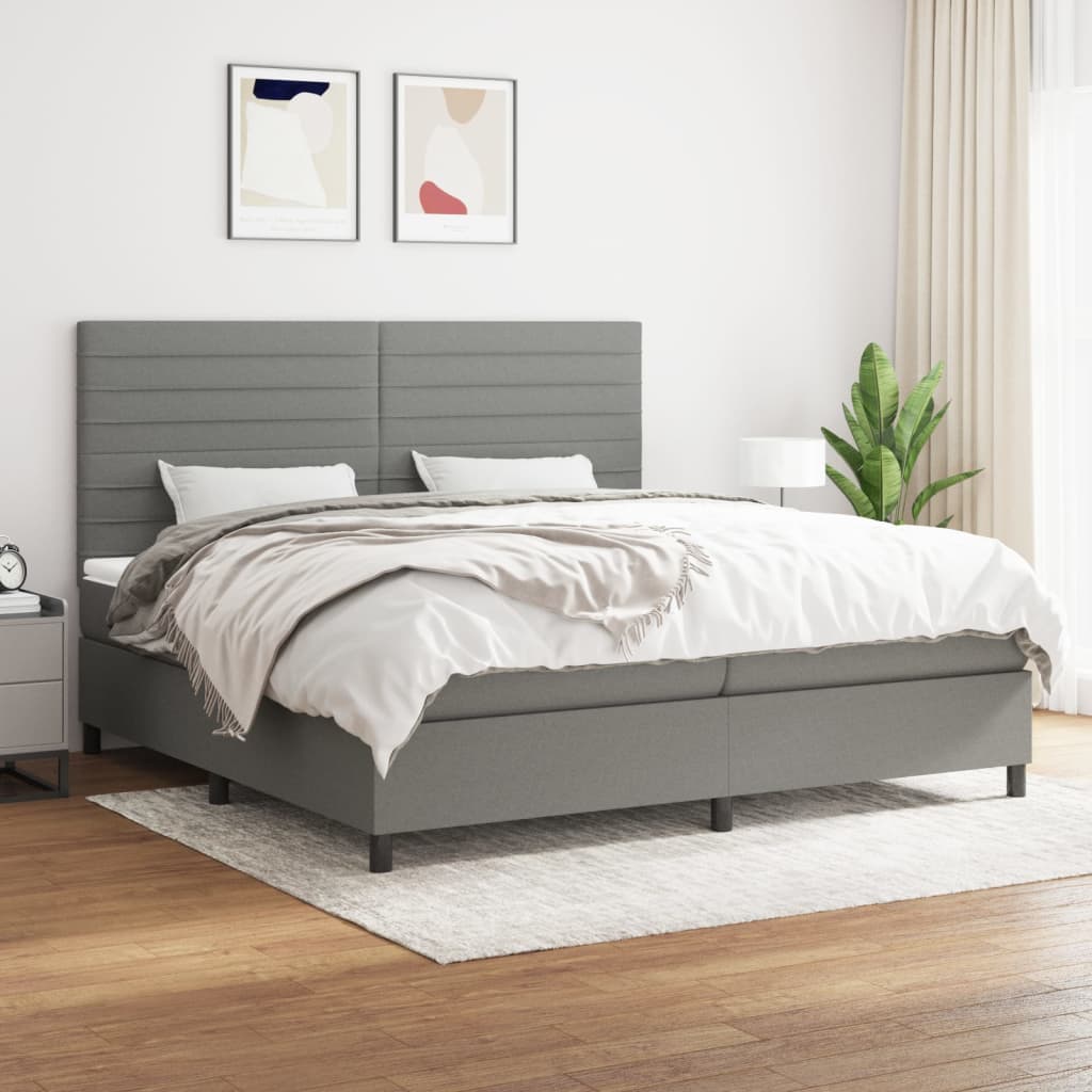 Sommier à lattes de lit avec matelas Gris foncé 200x200cm Tissu - XIOS