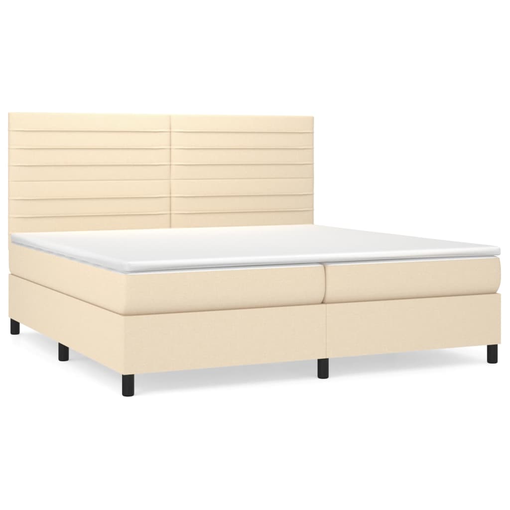 Sommier à lattes de lit avec matelas Crème 200x200 cm Tissu - XIOS