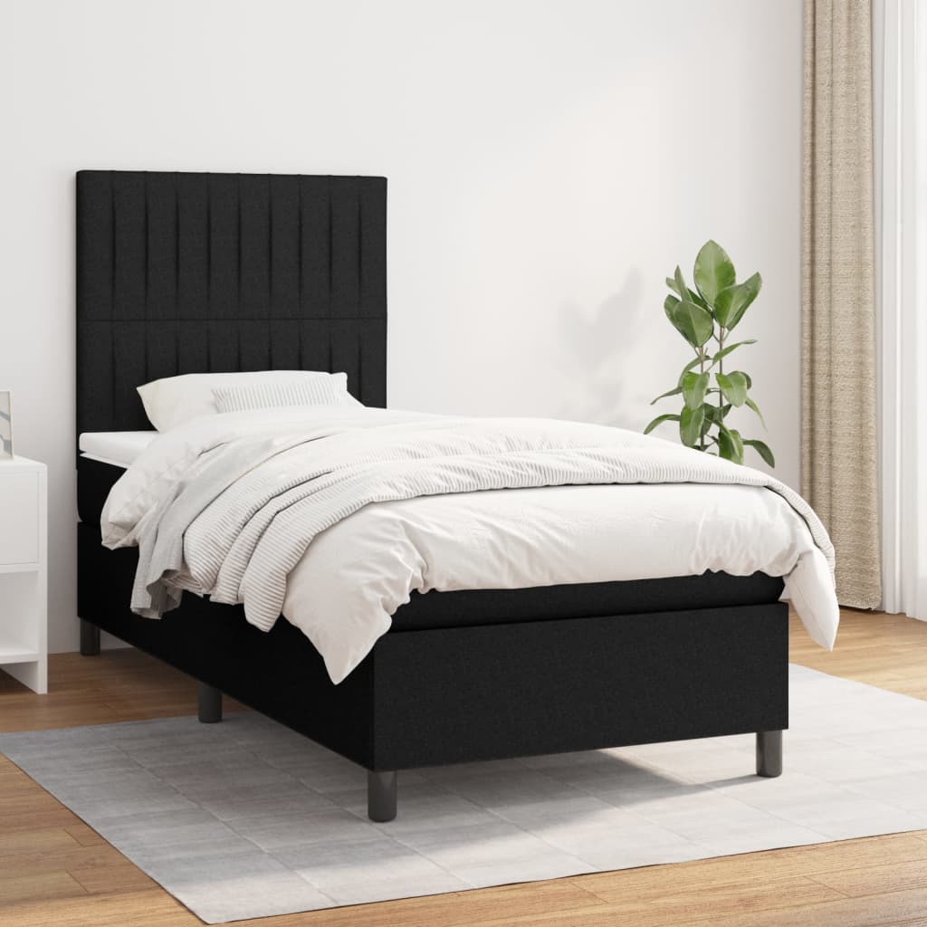 Sommier à lattes de lit et matelas Noir 80x200 cm Tissu - XIOS