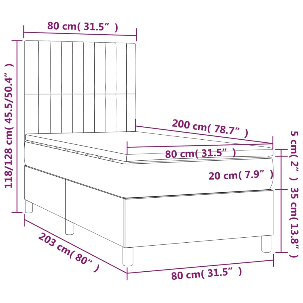 Sommier à lattes de lit avec matelas Marron foncé 80x200 cm XIOS