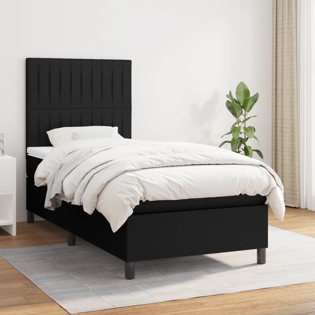Sommier à lattes de lit avec matelas Noir 90x200 cm Tissu - XIOS