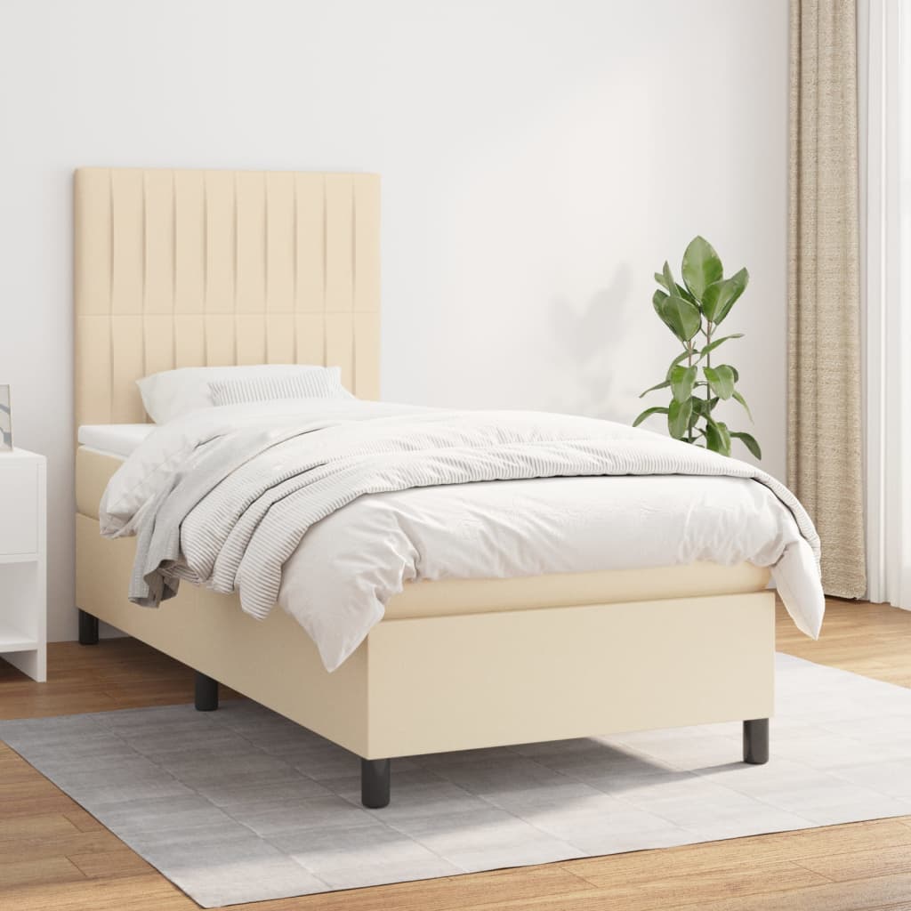 Sommier à lattes de lit avec matelas Crème 100x200 cm Tissu - XIOS