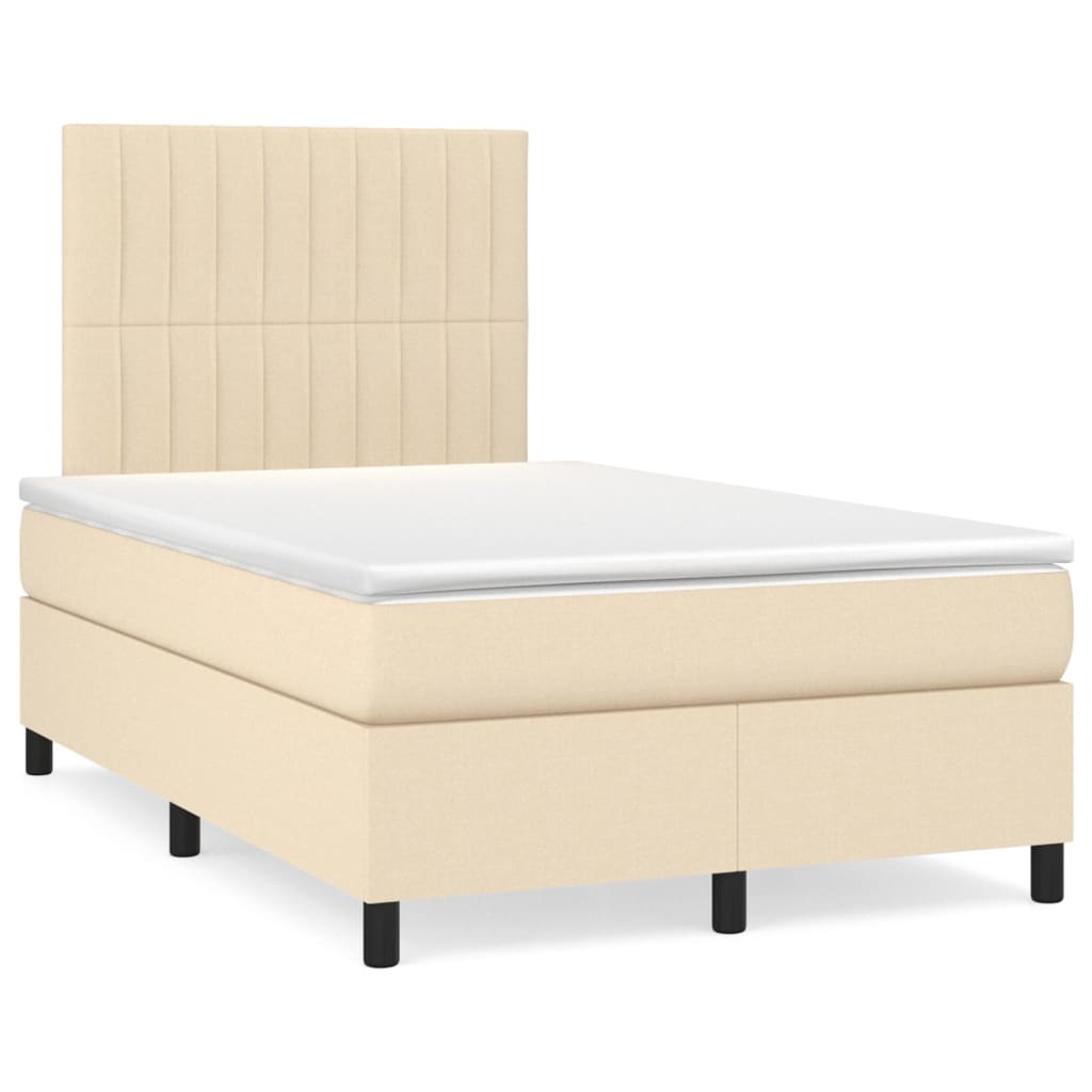 Sommier à lattes de lit avec matelas Crème 120x200 cm Tissu - XIOS