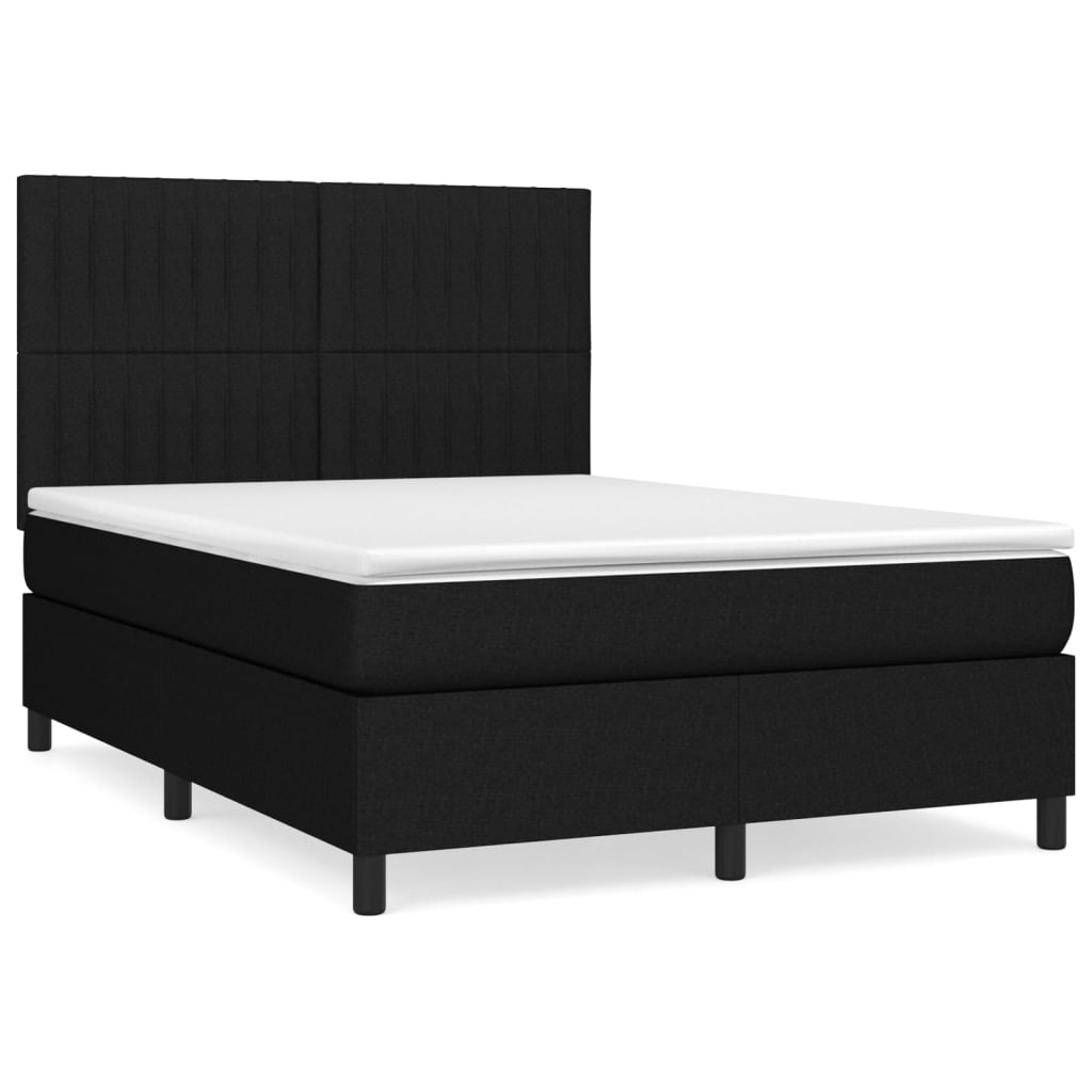 Sommier à lattes de lit avec matelas Noir 140x190 cm Tissu - XIOS