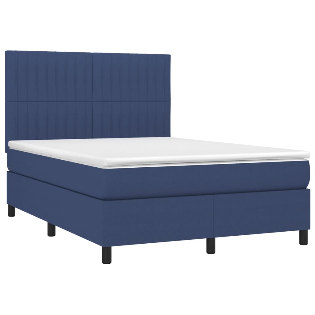 Sommier à lattes de lit avec matelas Bleu 140x190 cm Tissu XIOS