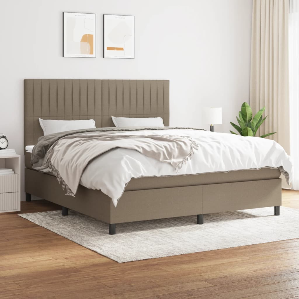 Sommier à lattes de lit avec matelas Taupe 160x200 cm Tissu - XIOS