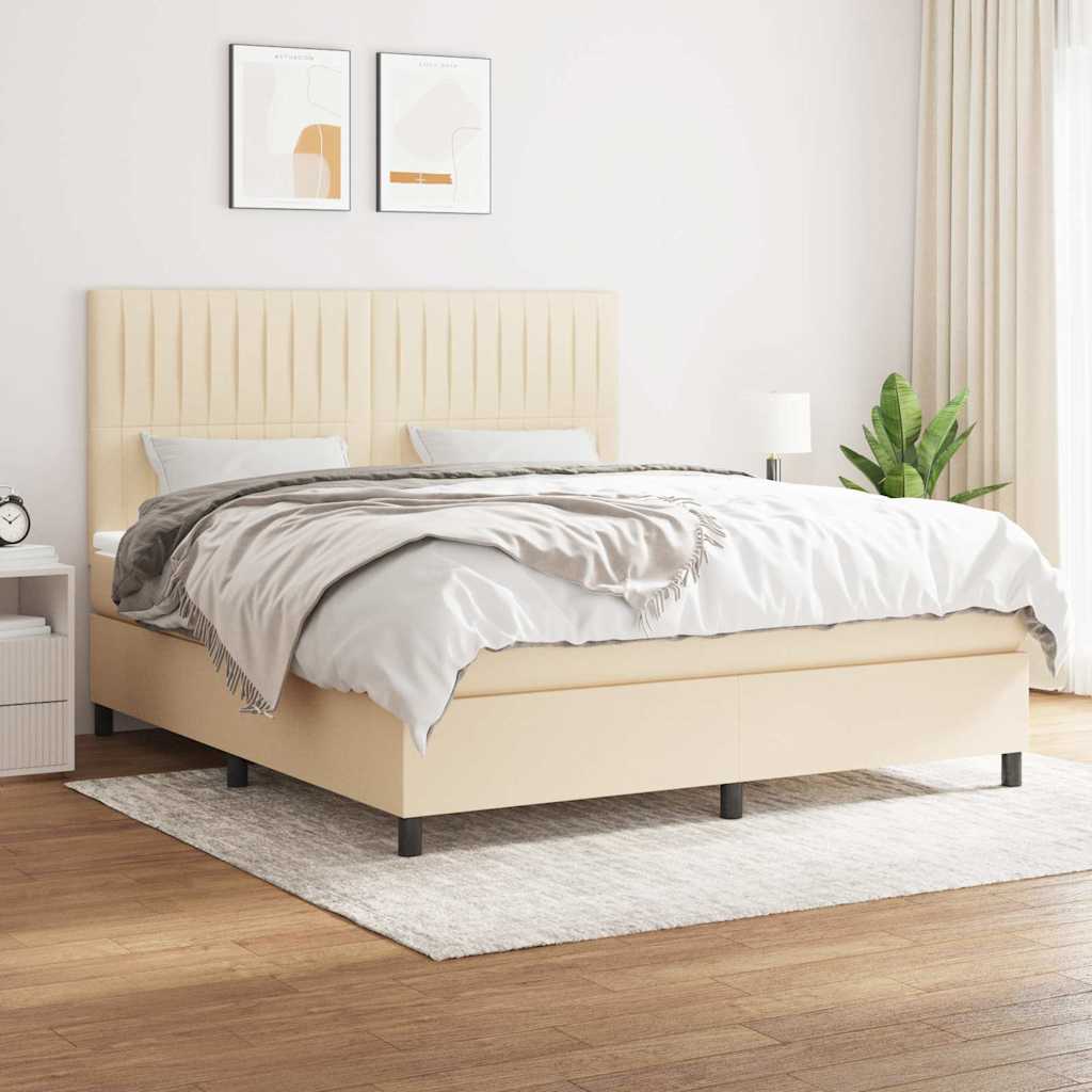 Sommier à lattes de lit avec matelas Crème 160x200 cm Tissu XIOS