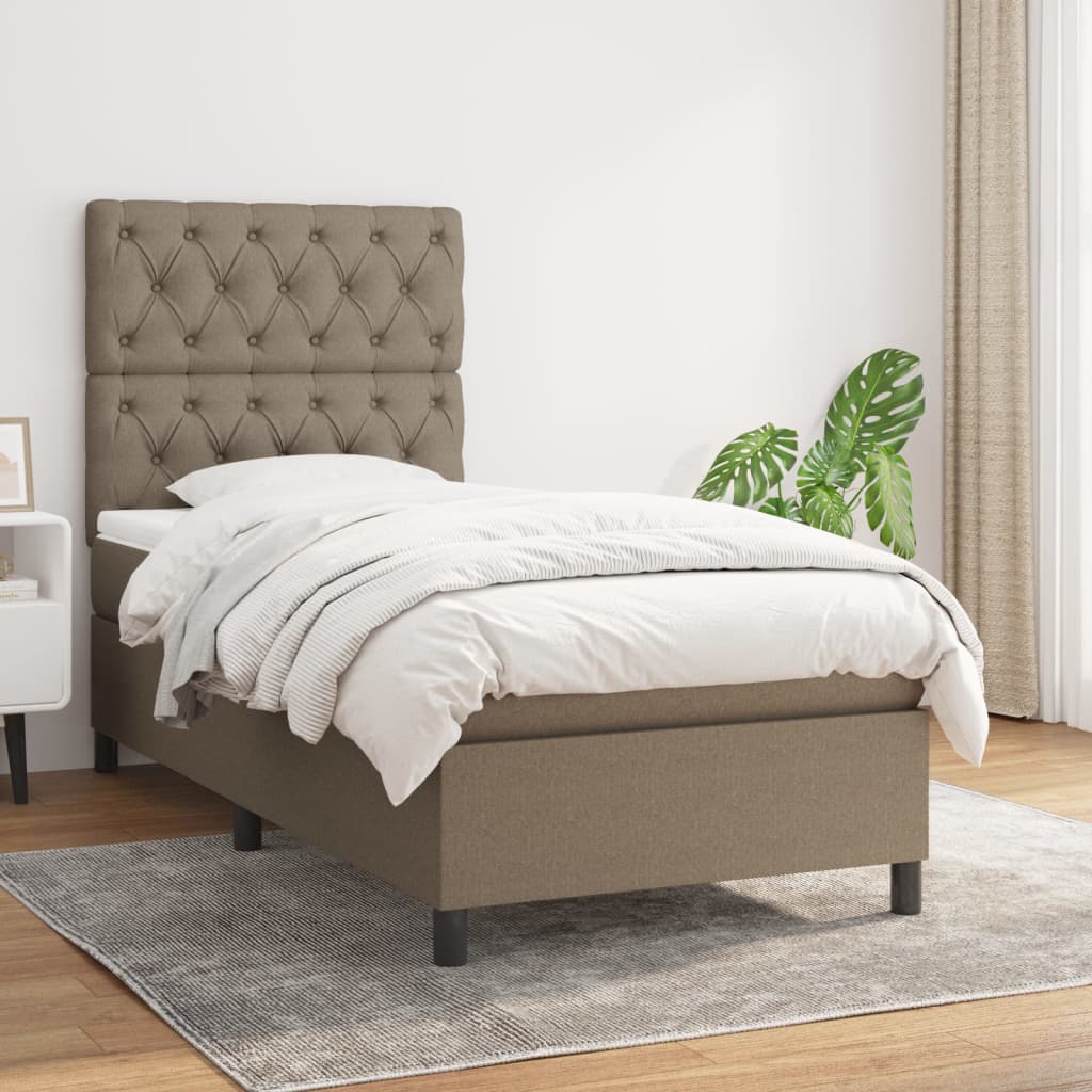 Sommier à lattes de lit avec matelas Taupe 80x200 cm Tissu - XIOS