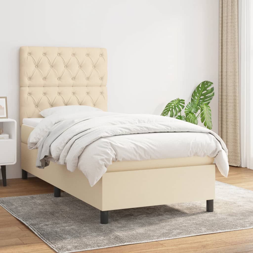 Sommier à lattes de lit avec matelas Crème 80x200 cm Tissu XIOS