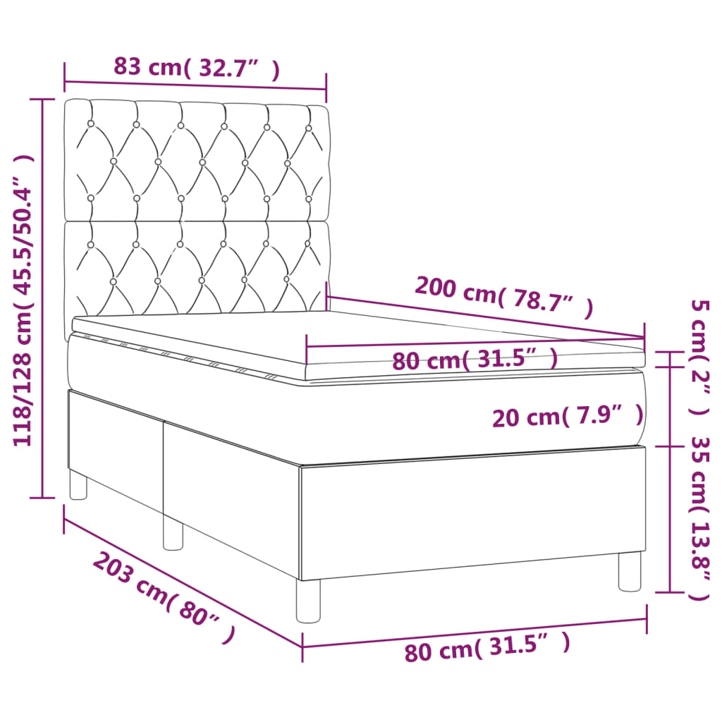 Sommier à lattes de lit avec matelas Bleu 80x200 cm Tissu - XIOS