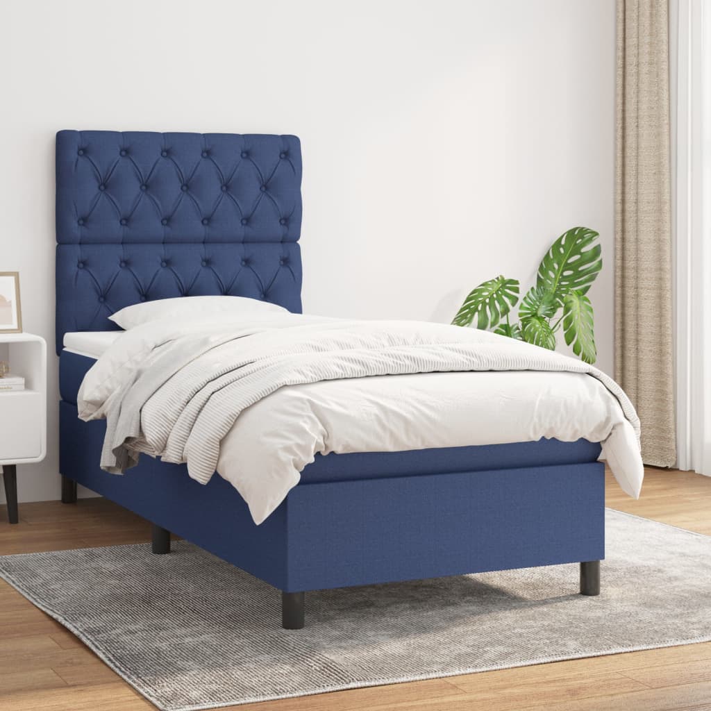 Sommier à lattes de lit avec matelas Bleu 80x200 cm Tissu - XIOS