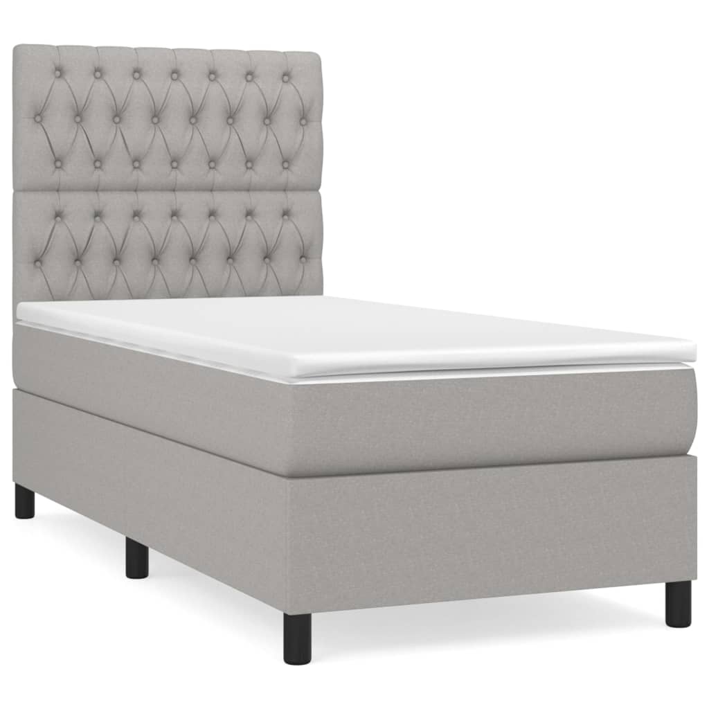 Sommier à lattes de lit et matelas Gris clair 90x190 cm Tissu XIOS
