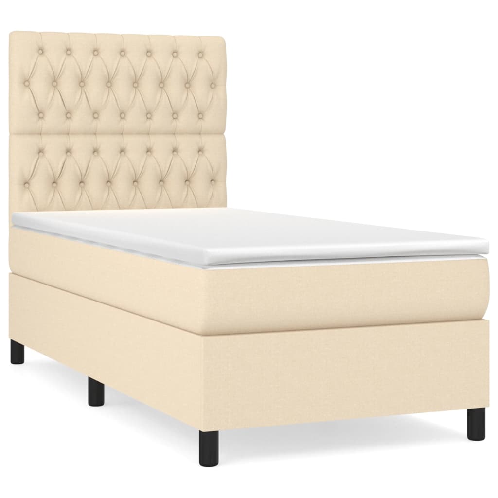 Sommier à lattes de lit et matelas Crème 90x190 cm Tissu - XIOS