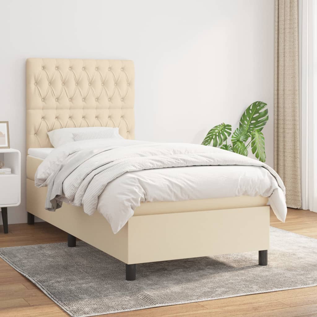 Sommier à lattes de lit et matelas Crème 90x190 cm Tissu - XIOS