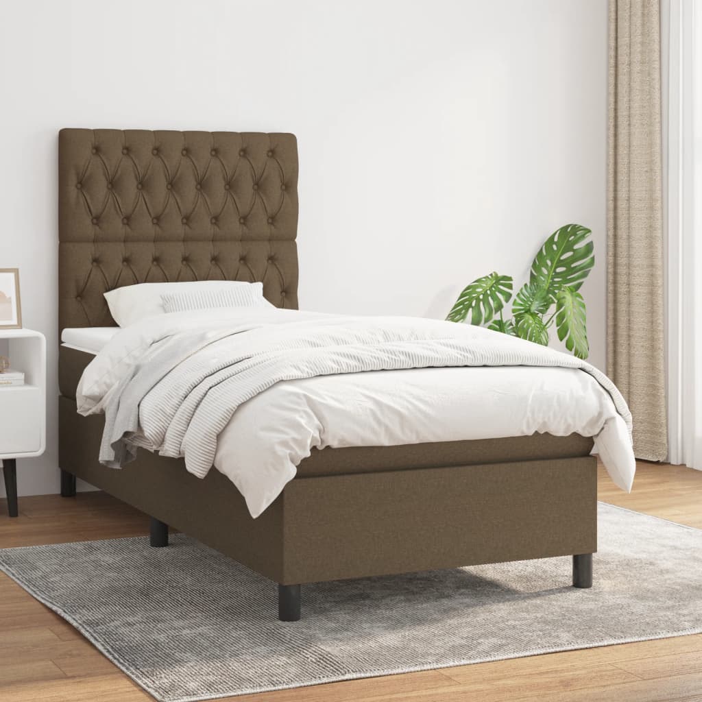 Sommier à lattes de lit avec matelas Marron foncé 100x200 cm XIOS