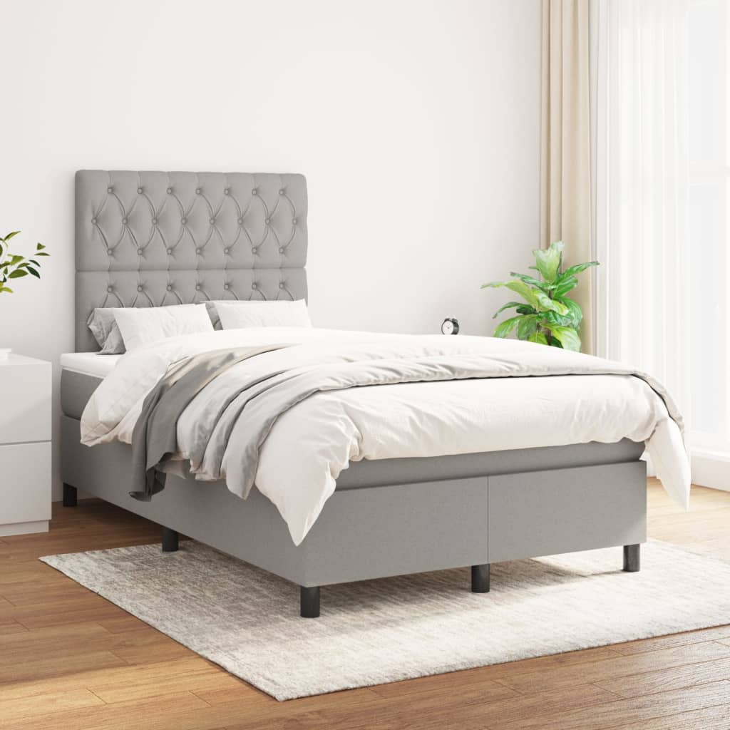 Sommier à lattes de lit avec matelas Gris clair 120x200cm Tissu - XIOS