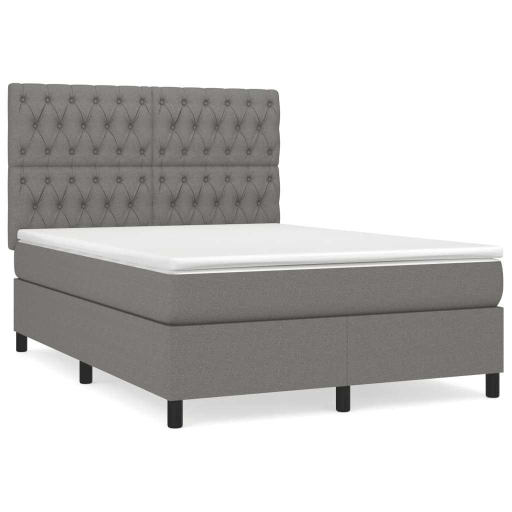 Sommier à lattes de lit avec matelas Gris foncé 140x190cm Tissu - XIOS
