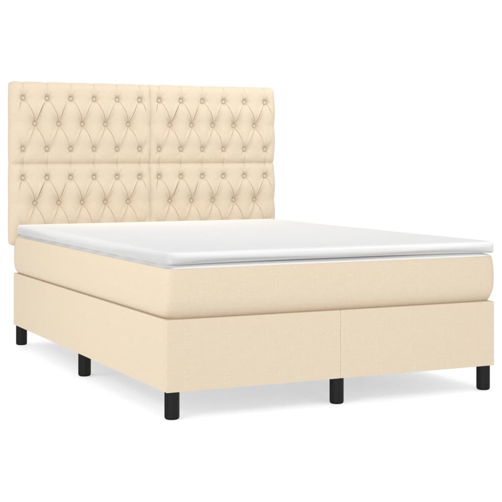 Sommier à lattes de lit avec matelas Crème 140x200 cm Tissu - XIOS
