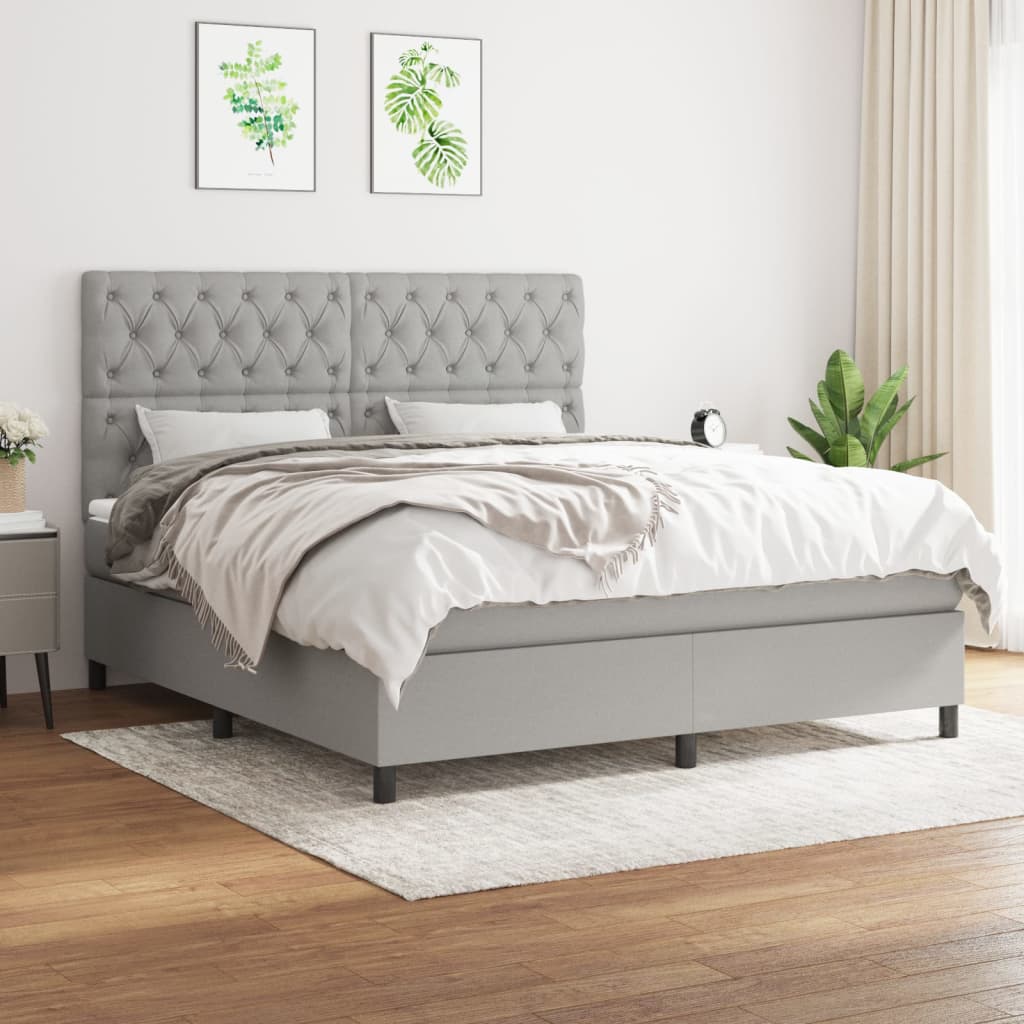 Sommier à lattes de lit avec matelas Gris clair 160x200cm Tissu - XIOS