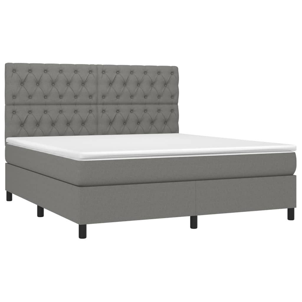 Sommier à lattes de lit avec matelas Gris foncé 160x200cm Tissu - XIOS