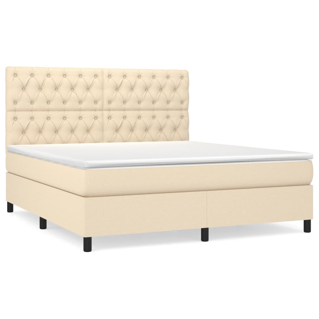Sommier à lattes de lit avec matelas Crème 160x200 cm Tissu XIOS