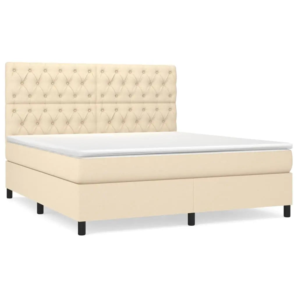 Sommier à lattes de lit avec matelas Crème 160x200 cm Tissu - XIOS