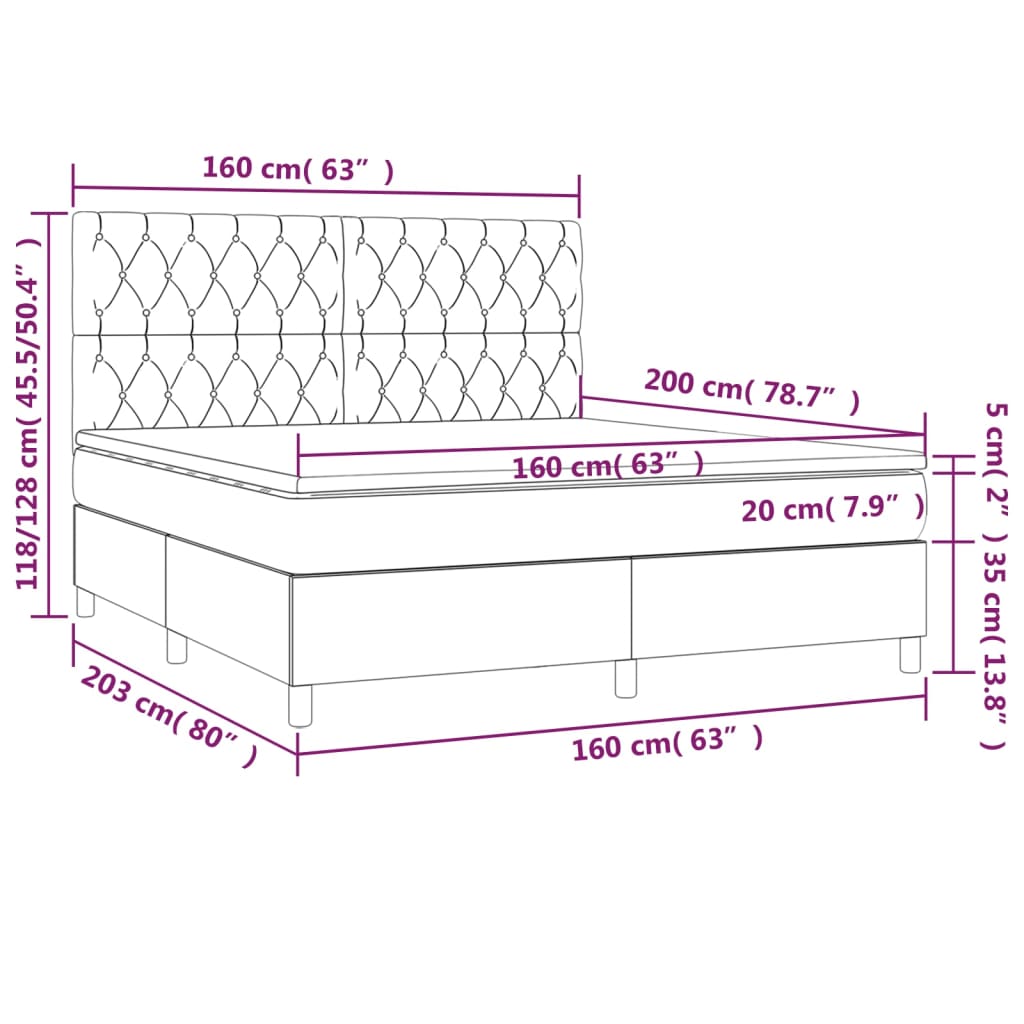 Sommier à lattes de lit avec matelas Crème 160x200 cm Tissu XIOS