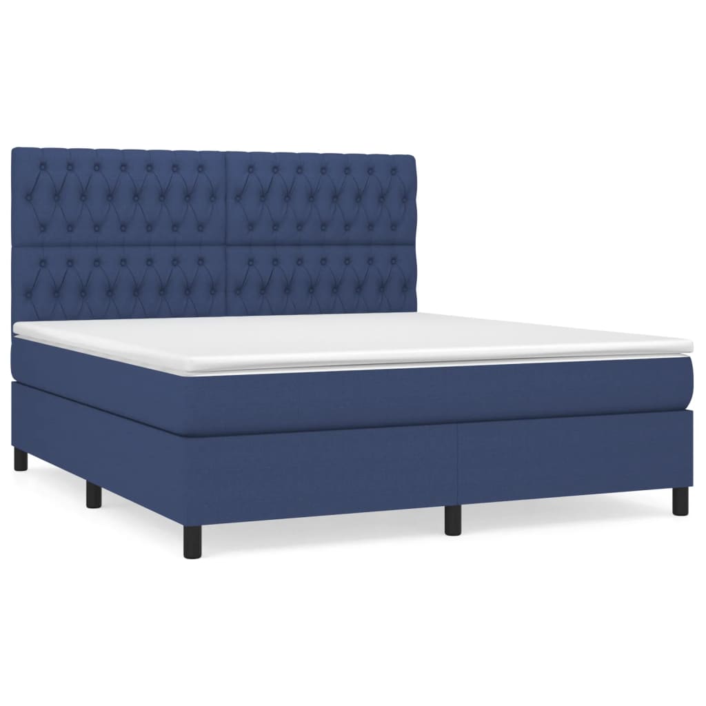 Sommier à lattes de lit avec matelas Bleu 180x200 cm Tissu - XIOS