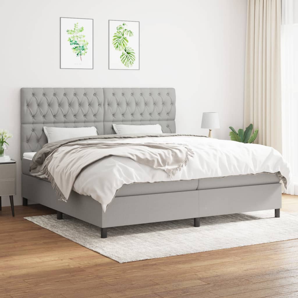 Sommier à lattes de lit avec matelas Gris clair 200x200cm Tissu - XIOS