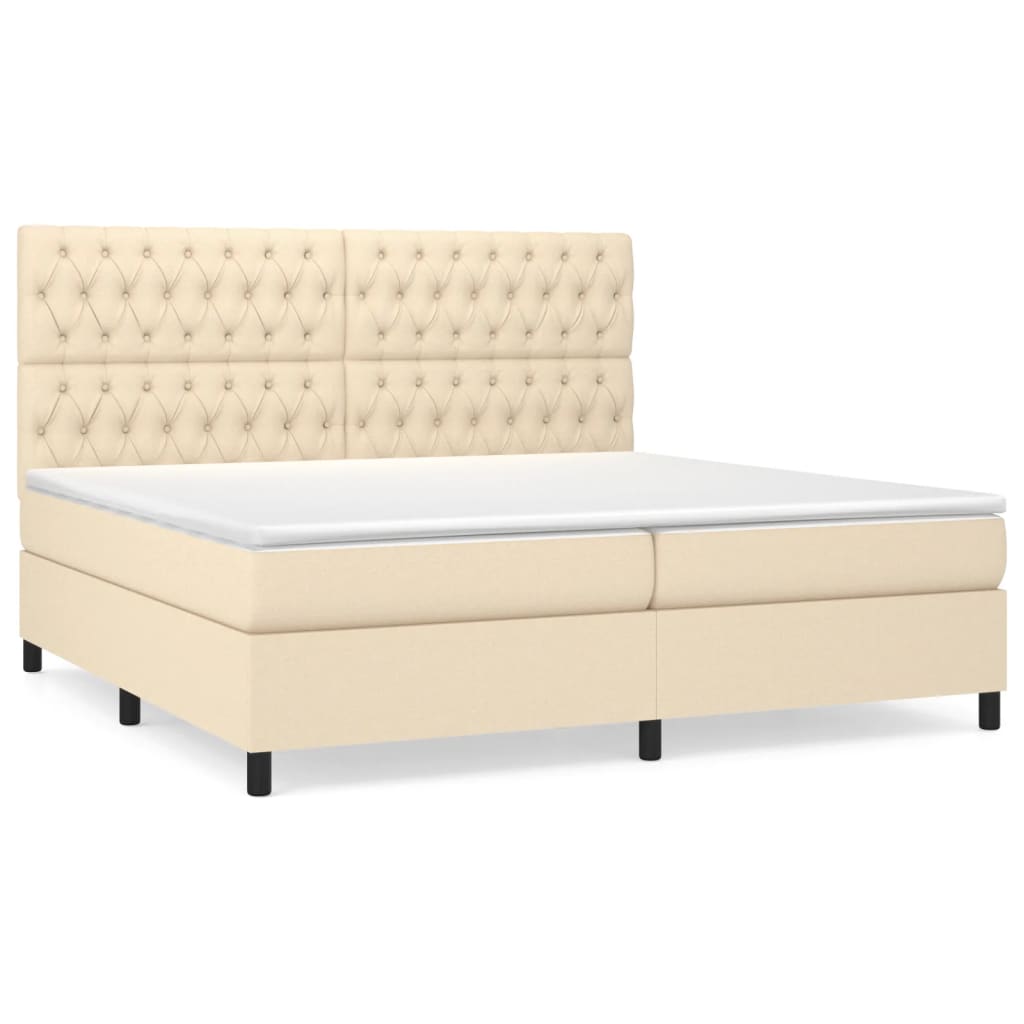 Sommier à lattes de lit avec matelas Crème 200x200 cm Tissu - XIOS