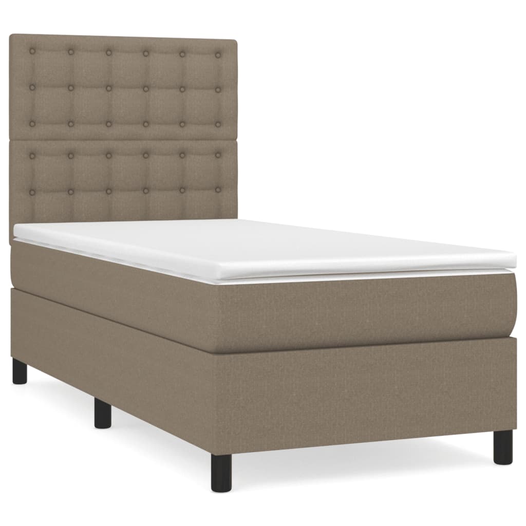 Sommier à lattes de lit avec matelas Taupe 90x190 cm Tissu - XIOS