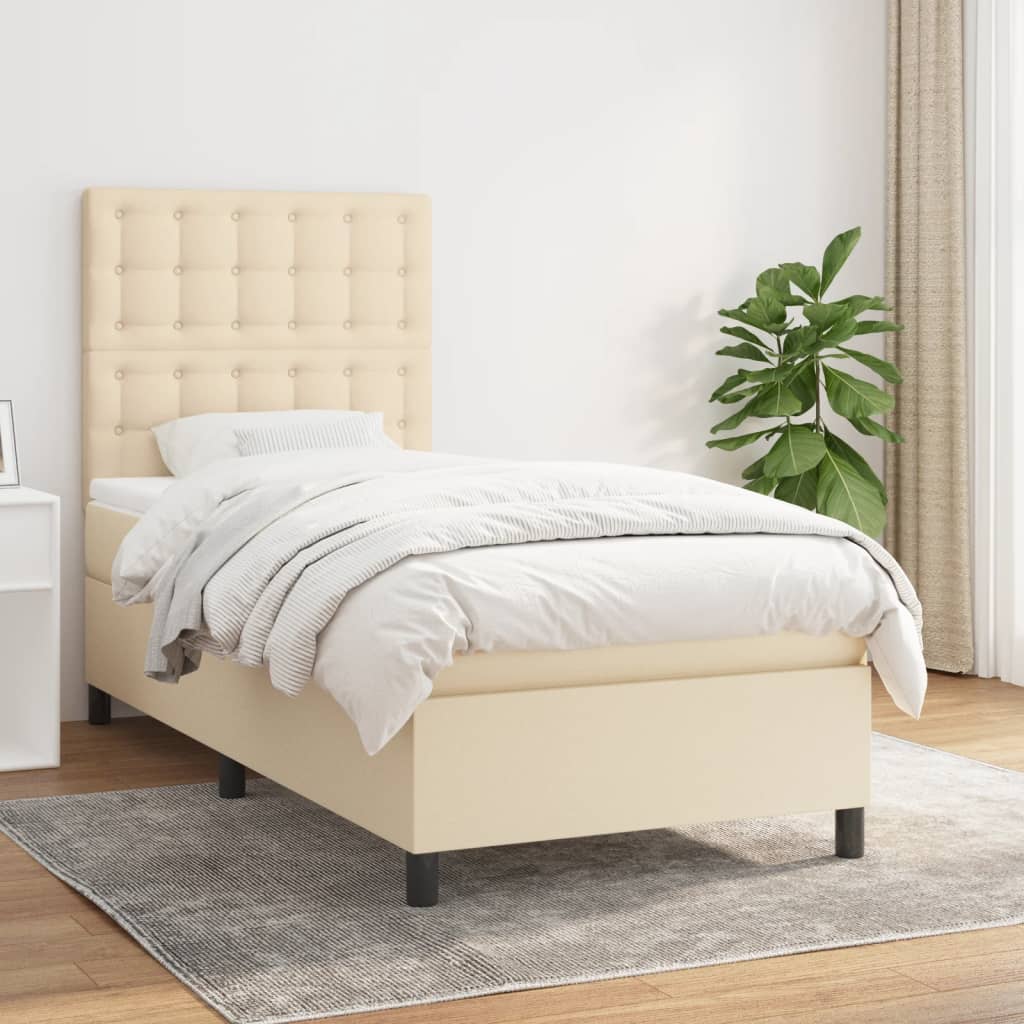 Sommier à lattes de lit et matelas Crème 90x190 cm Tissu - XIOS