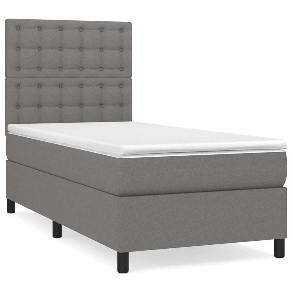 Sommier à lattes de lit avec matelas Gris foncé 90x200 cm Tissu - XIOS
