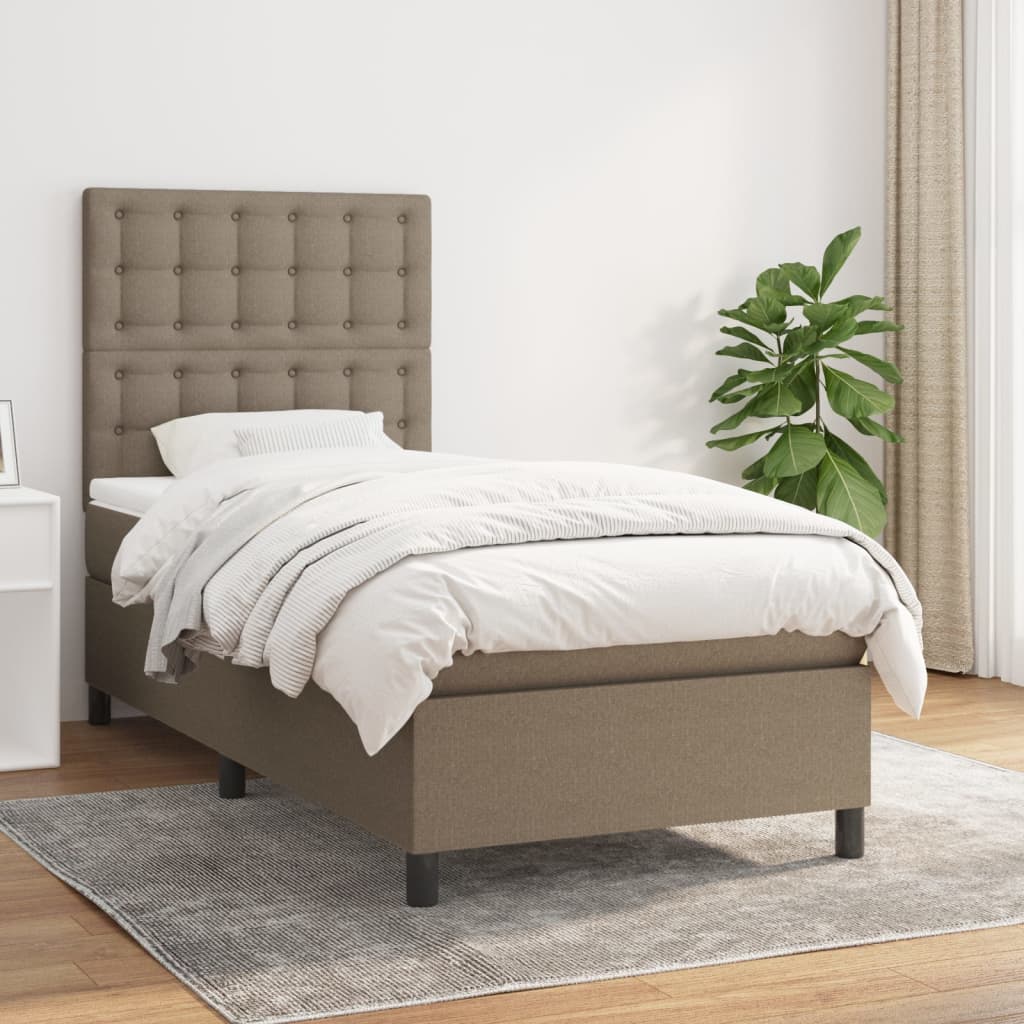 Sommier à lattes de lit avec matelas Taupe 90x200 cm Tissu - XIOS