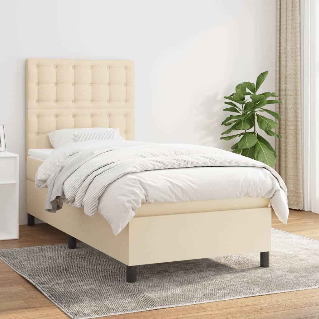Sommier à lattes de lit avec matelas Crème 90x200 cm Tissu - XIOS