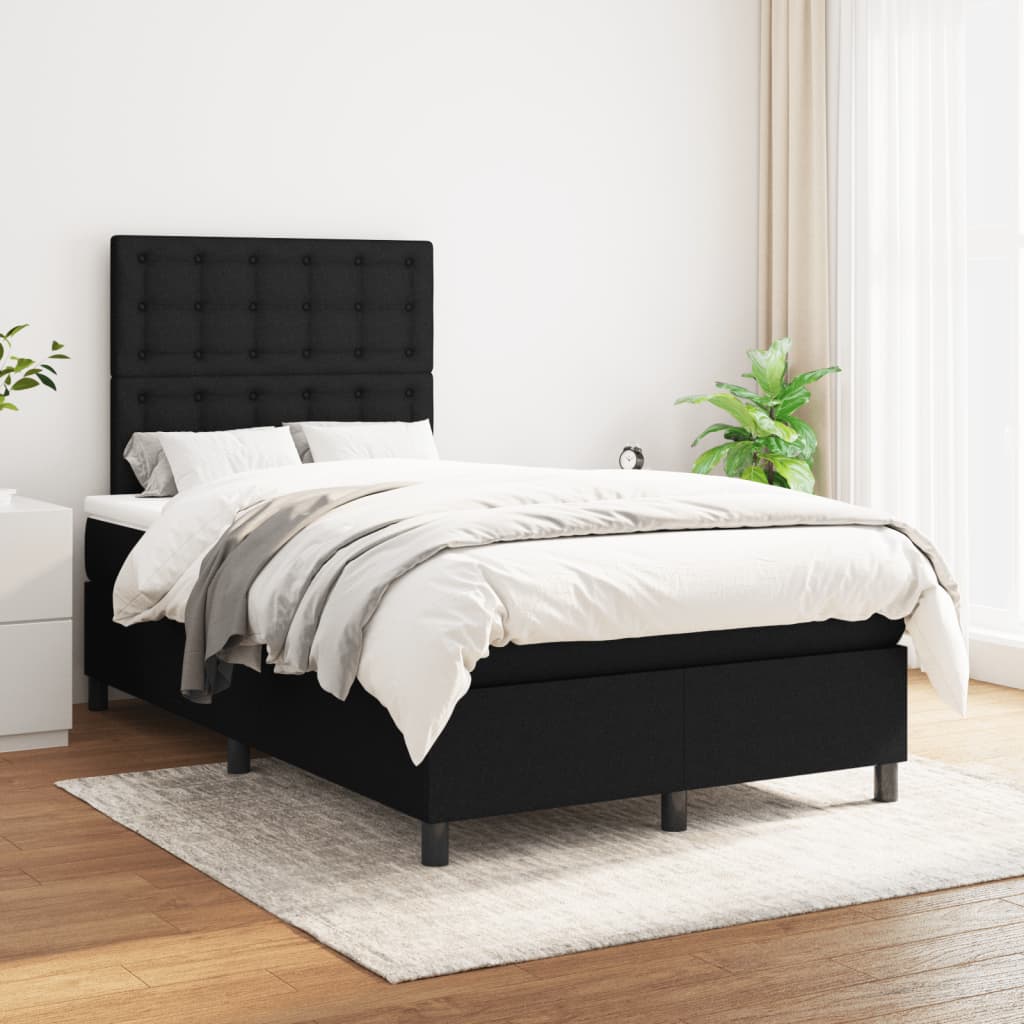 Sommier à lattes de lit avec matelas Noir 120x200 cm Tissu XIOS