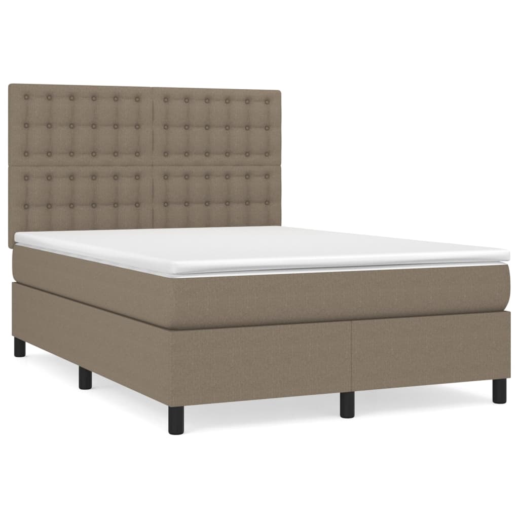 Sommier à lattes de lit avec matelas Taupe 140x190 cm Tissu XIOS