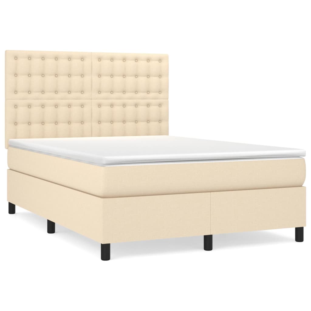 Sommier à lattes de lit avec matelas Crème 140x200 cm Tissu XIOS