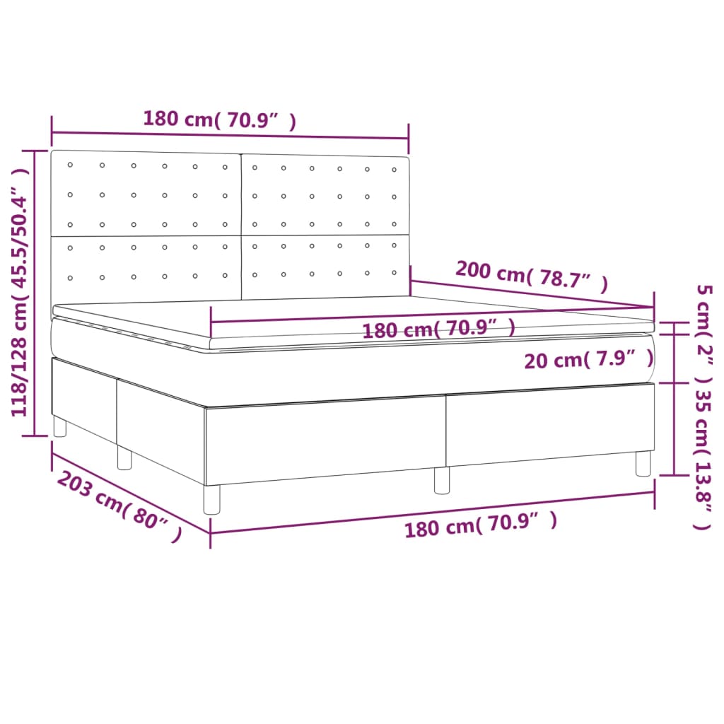 Sommier à lattes de lit avec matelas Gris clair 180x200cm Tissu - XIOS