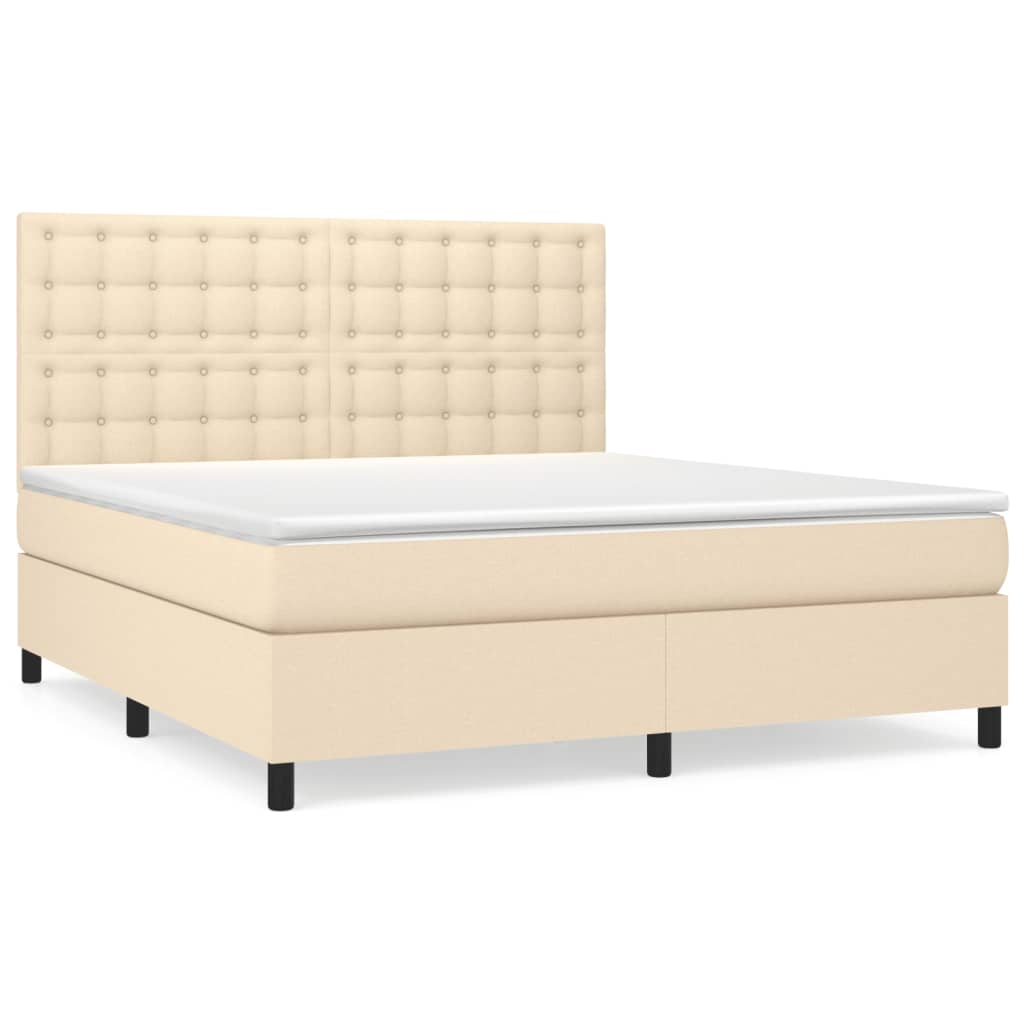 Sommier à lattes de lit avec matelas Crème 180x200 cm Tissu - XIOS