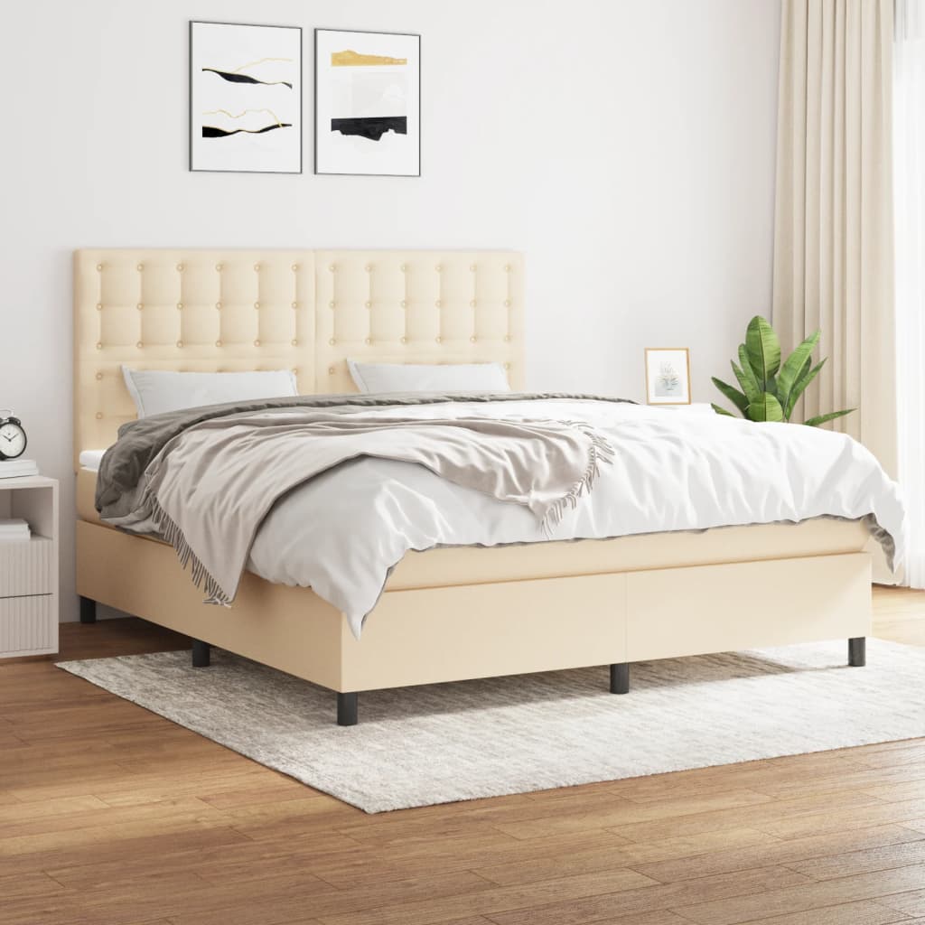 Sommier à lattes de lit avec matelas Crème 180x200 cm Tissu - XIOS