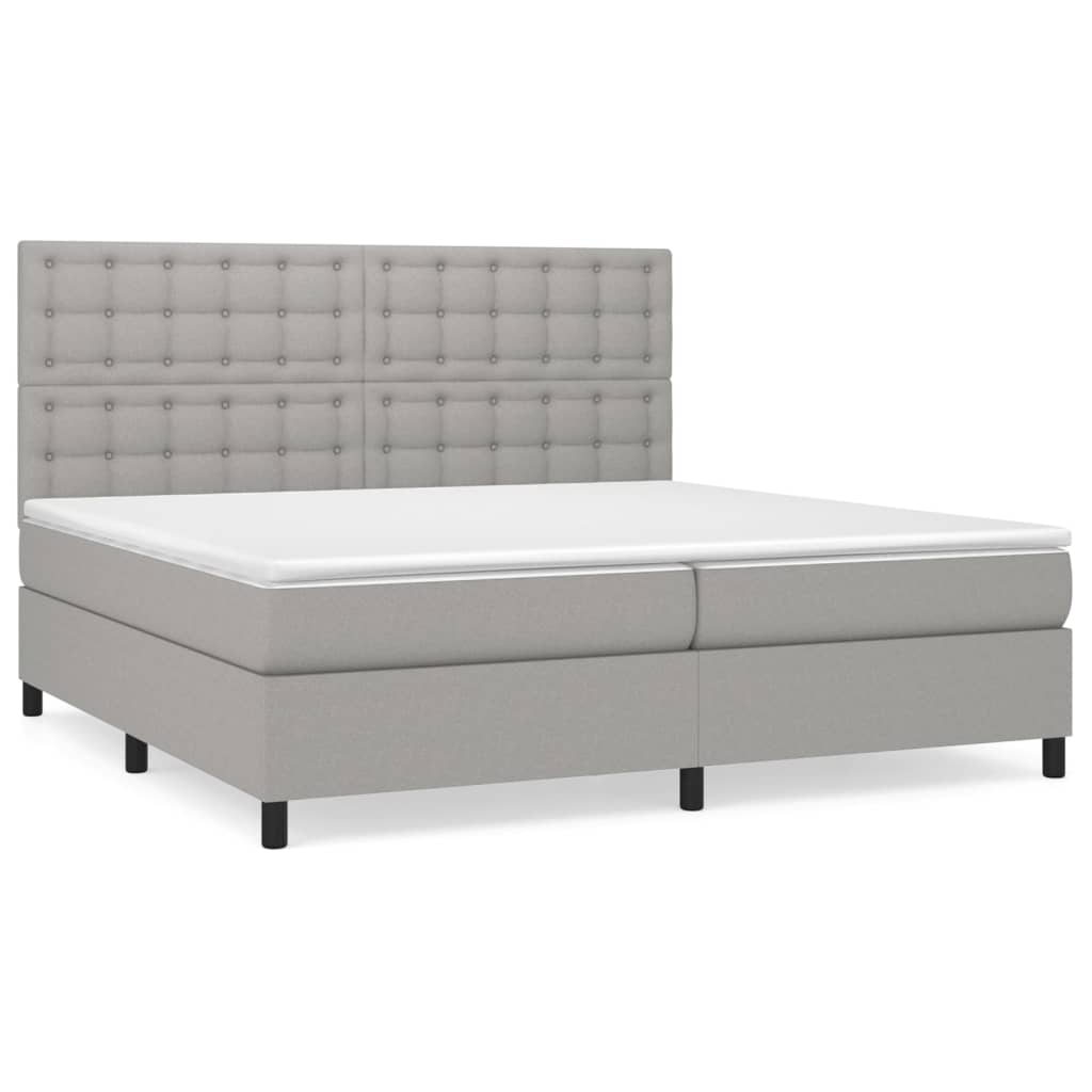 Sommier à lattes de lit avec matelas Gris clair 200x200cm Tissu - XIOS