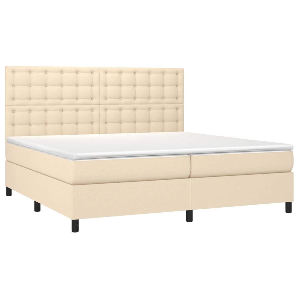 Sommier à lattes de lit avec matelas Crème 200x200 cm Tissu - XIOS