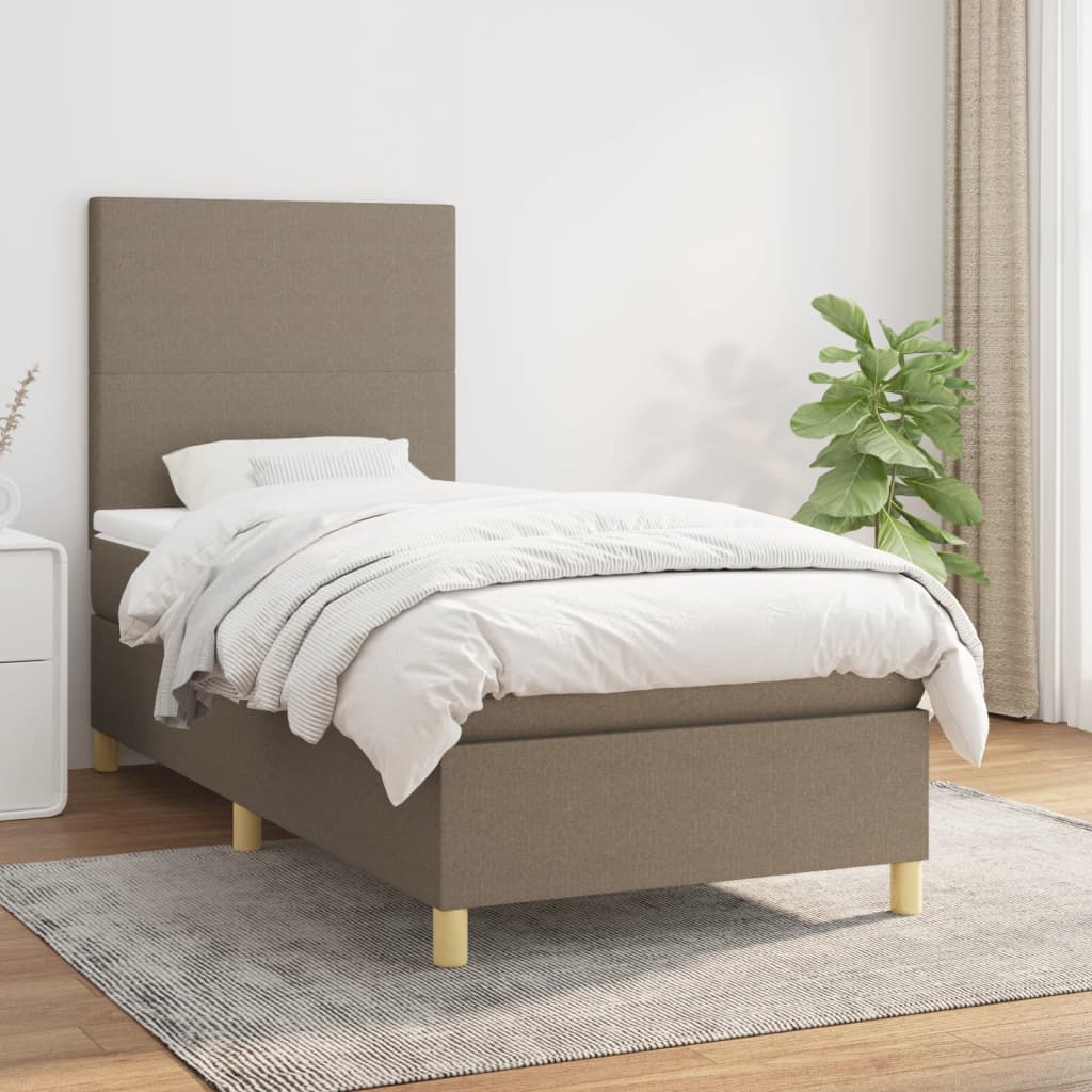 Sommier à lattes de lit avec matelas Taupe 100x200 cm Tissu - XIOS