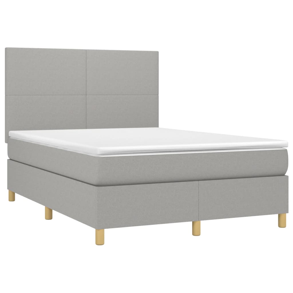 Sommier à lattes de lit avec matelas Gris clair 140x190cm Tissu - XIOS